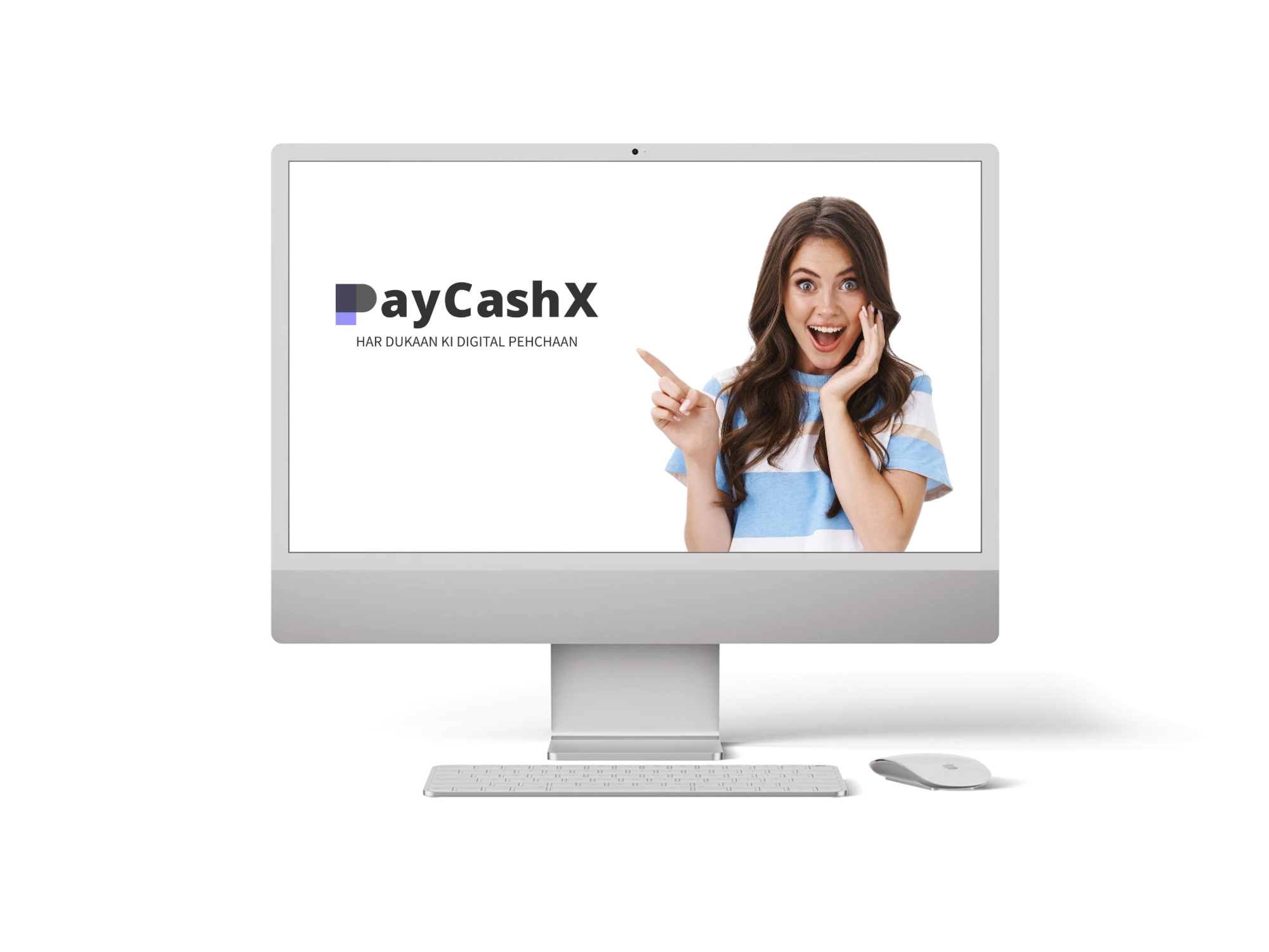 Desktop monitor showing PayCashX platform